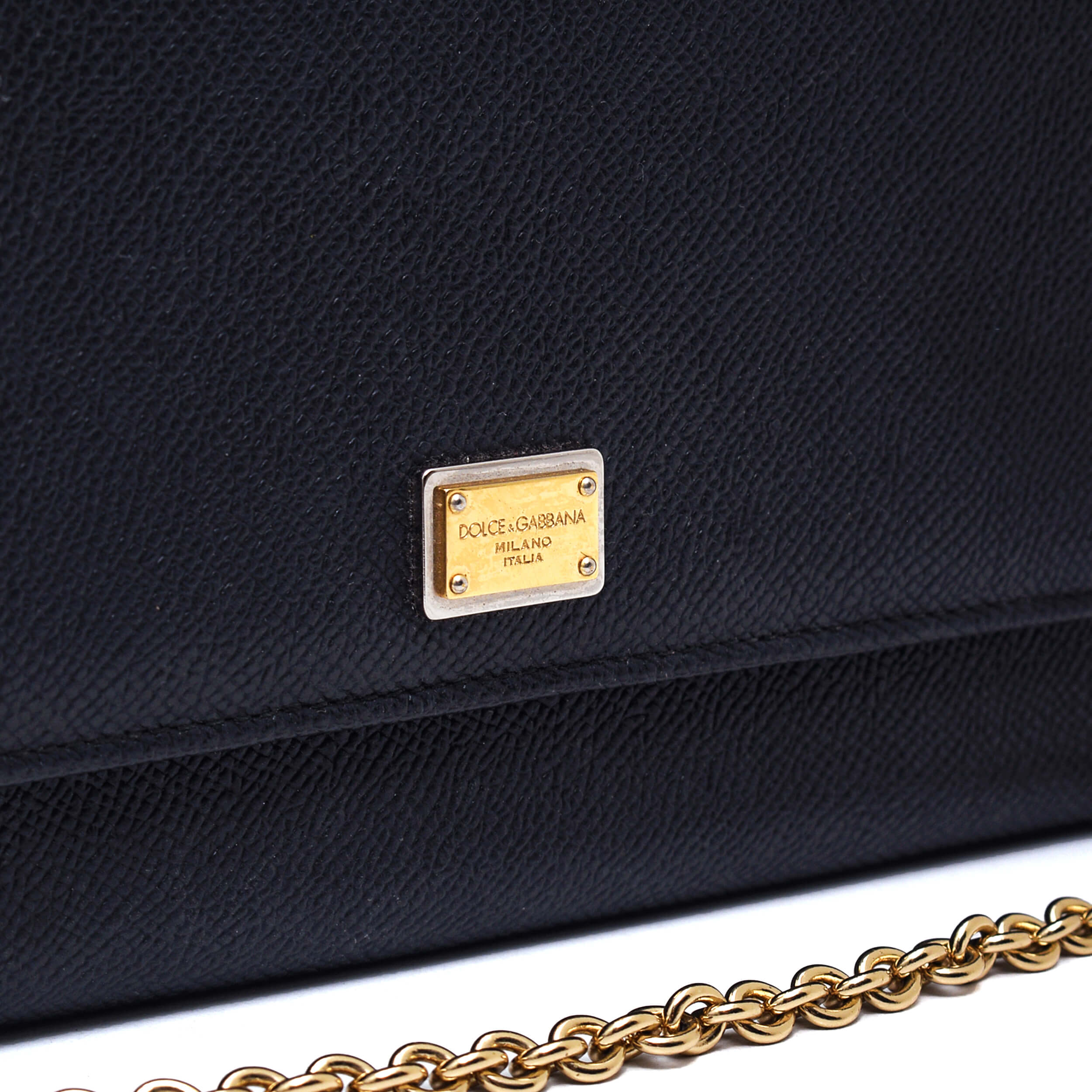 Dolce&Gabbana - Black Leather Clutch With Chain WOC Bag